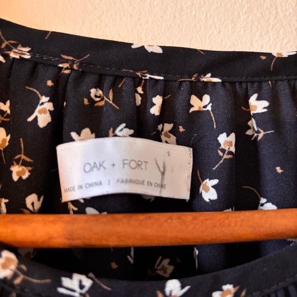 OAK + FORT Black Floral Blouse Size S EUC - Picture 5 of 7